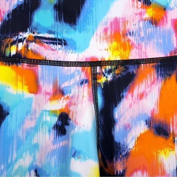 Small Dana Lou Fit Colorful Leggings Athletic Activewear Neon Blue Yellow Active - Picture 4 of 11